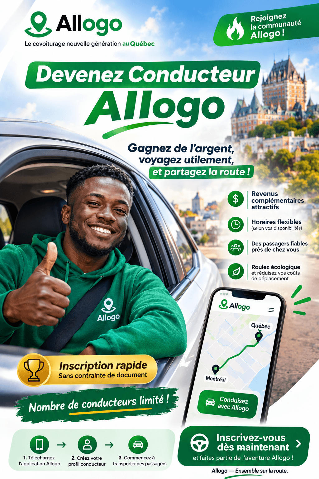 Visuel AlloGo pour recruter des conducteurs.