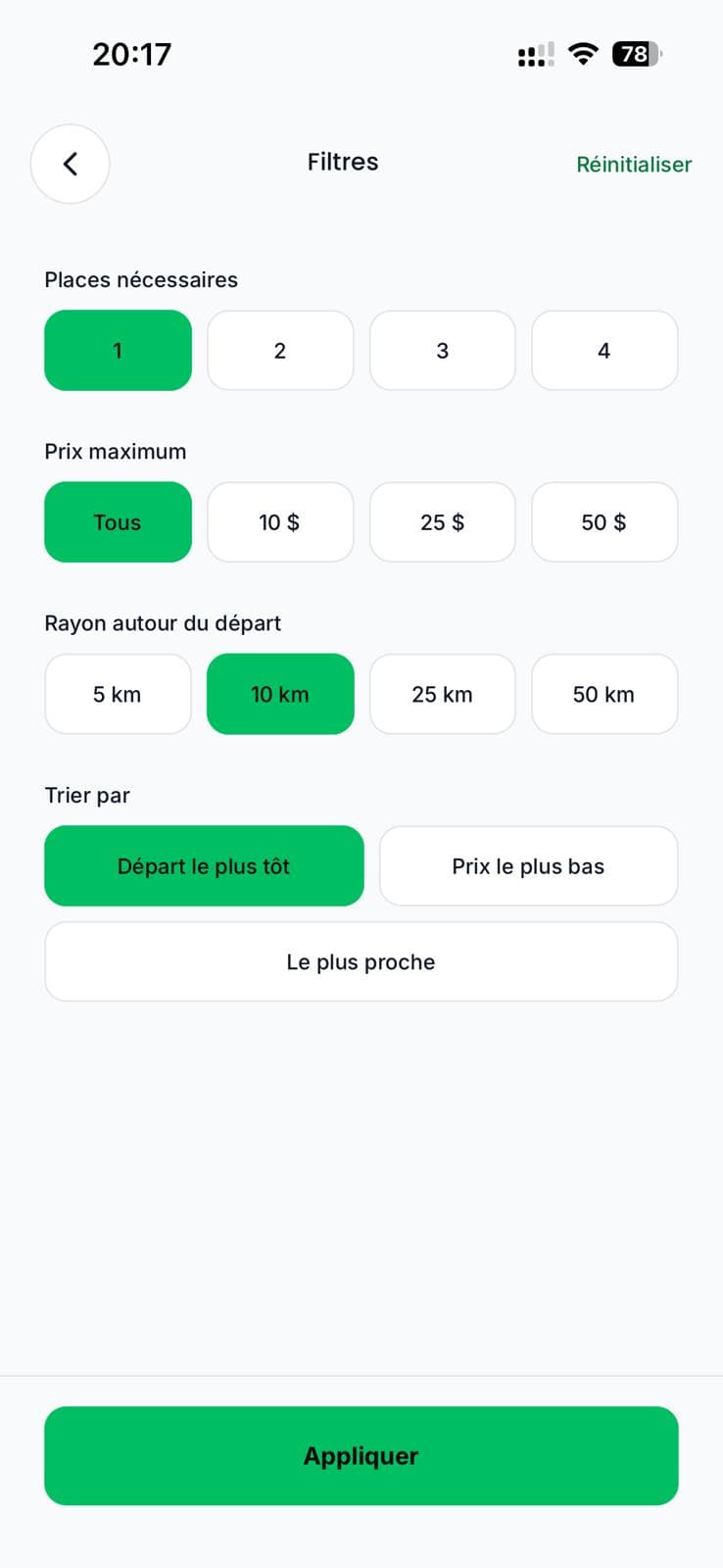 Détail d'un trajet